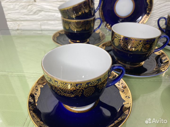 Чайные пары Золотой фриз кобальт лфз СССР
