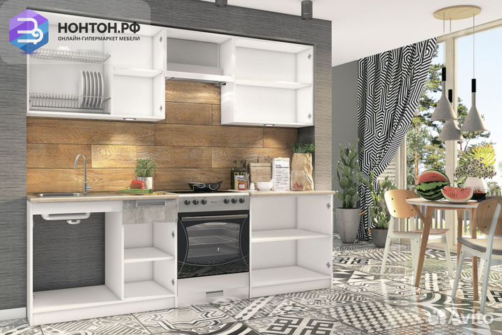 Кухня Денвер белый / бетон