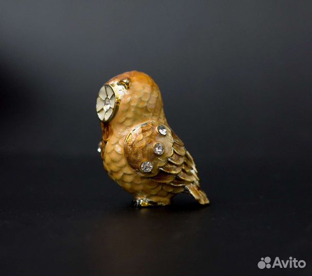 Металлическая Сова статуэтка эмаль кристаллы