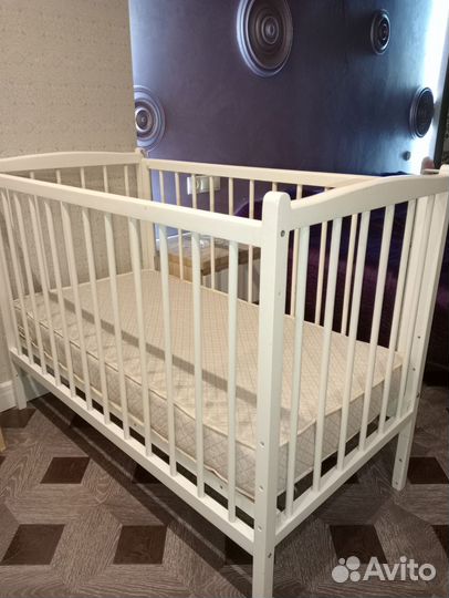 Кровать + матрас 60*120+принадлежности