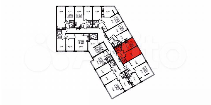1-к. квартира, 44,4 м², 1/9 эт.