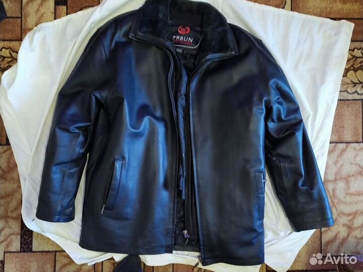 Кожаная куртка мужская зимняя новая