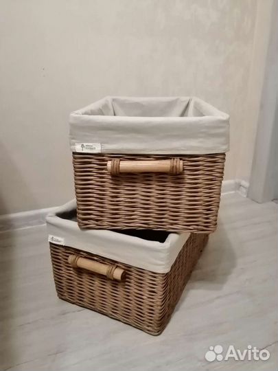 Комплект плетеных коробов с чехлами