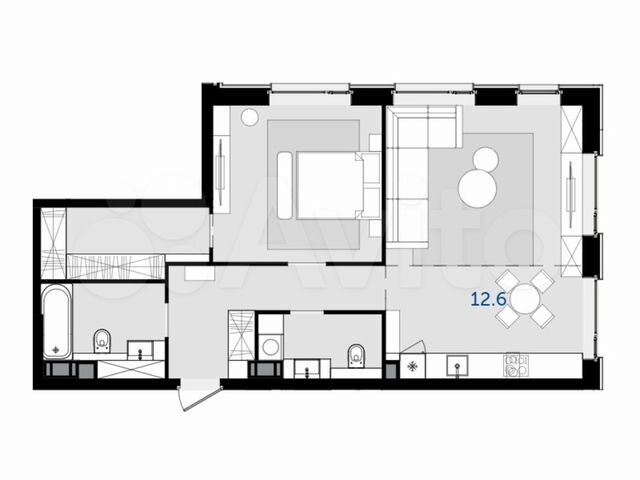 2-к. квартира, 68,3 м², 28/46 эт.