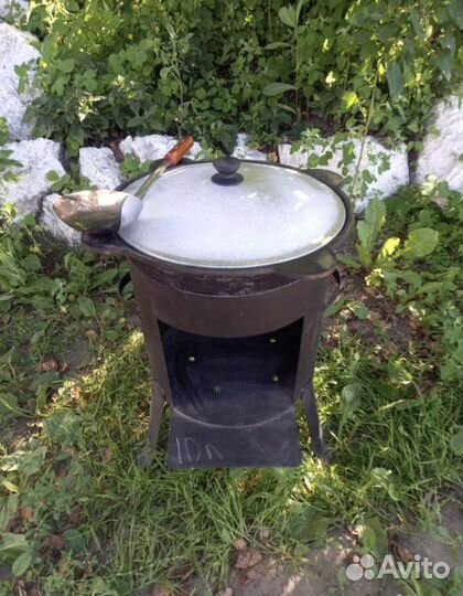 Казан чyгунный 10 литрoв с печью