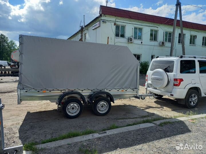Двухосный прицеп с тентом аэро 150 см. В наличии