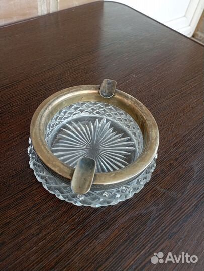Хрустальная пепельница с серебром 875 СССР