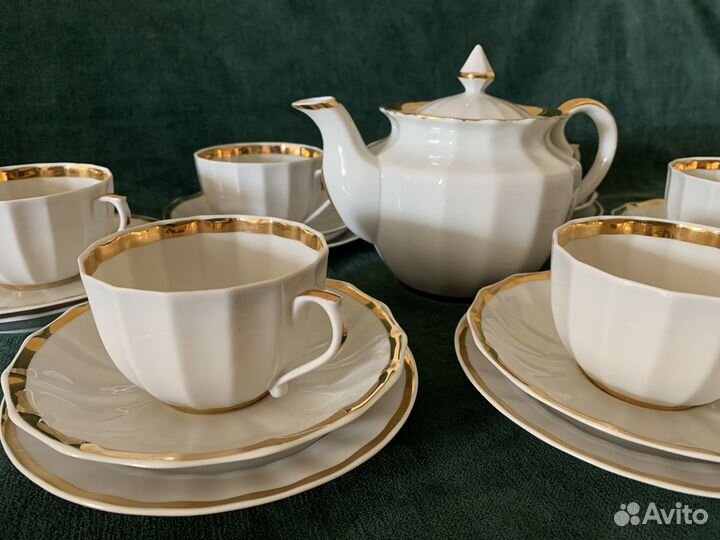 Чайный сервиз вербилки Золотая лента СССР