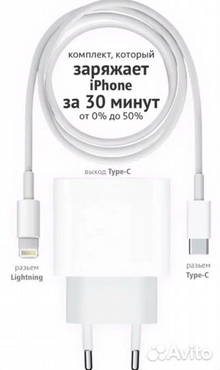 Быстрая зарядка iPhone 25w + кабель
