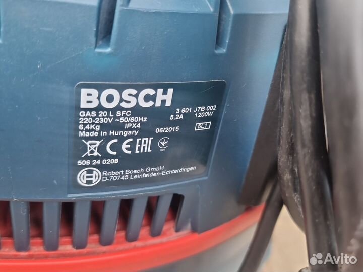 Строительный пылесос bosch GAS 20 L SFC