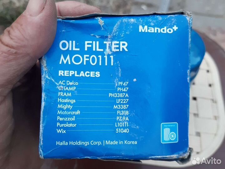 Фильтр масляный моf0111 Корея