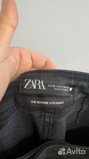 Джинсы zara клеш черные 44