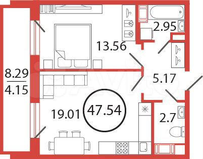 1-к. квартира, 47,5 м², 10/12 эт.
