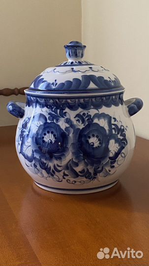 Суповница, горшок для запекания. Гжель