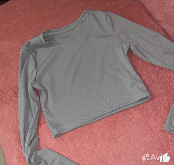 Кроп топ с длинным рукавом рубчик