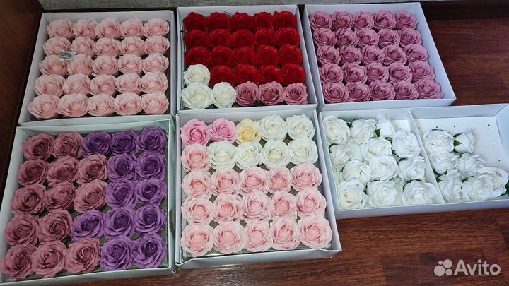 Мыльные розы (цветы) коробкой и штучно
