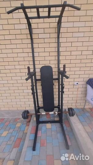 Напольный турник для дома со скамьей