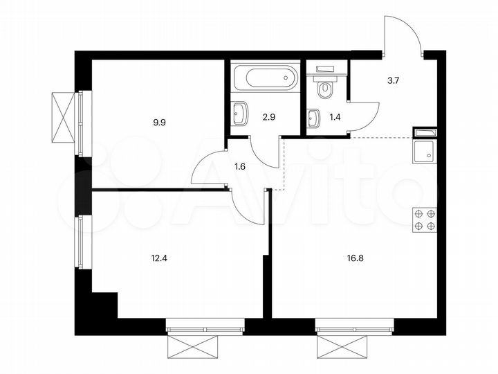 2-к. квартира, 48,7 м², 23/24 эт.