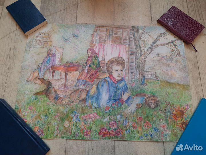 Красивый авторский рисунок Юный Пушкин