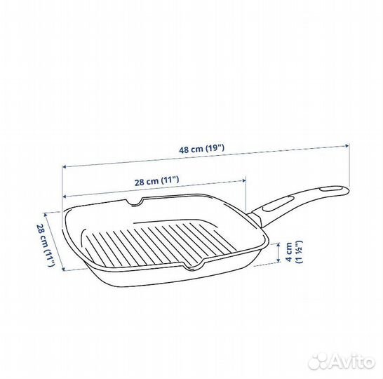 Сковорода-гриль икеа хемлагад, 28 см