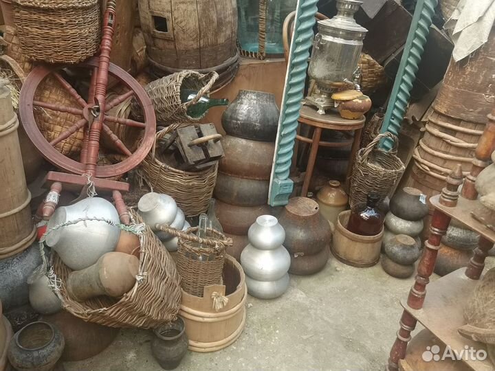 Чугунный горшок старинный чугунок ухват