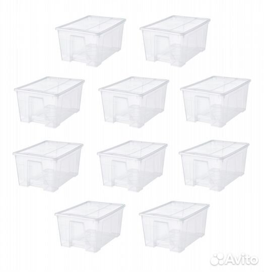 Контейнеры с крышкой икеа самла (новые), 45л 10 шт