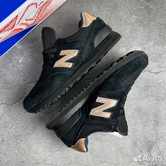 Кроссовки New Balance 574 Black Gold Rose (36-40)