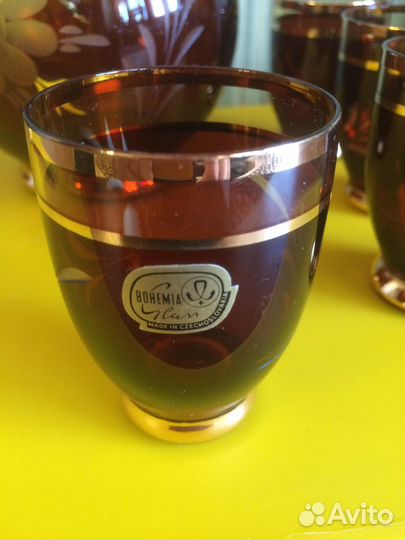 Богемское стекло 60-х гг, штоф рюмки ваза