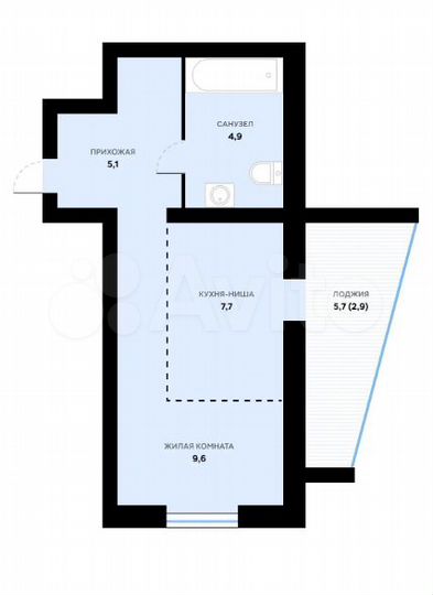Квартира-студия, 30,2 м², 3/9 эт.
