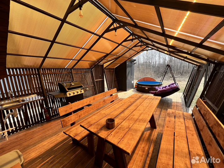 Беседка с баней и купелью