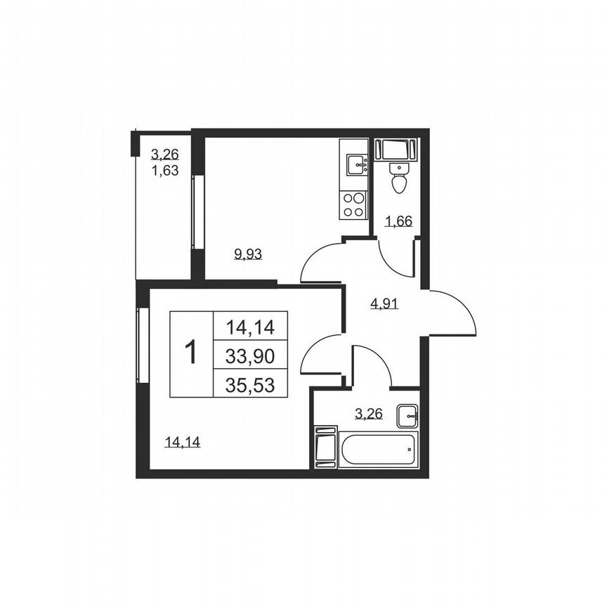 1-к. квартира, 35,5 м², 9/19 эт.