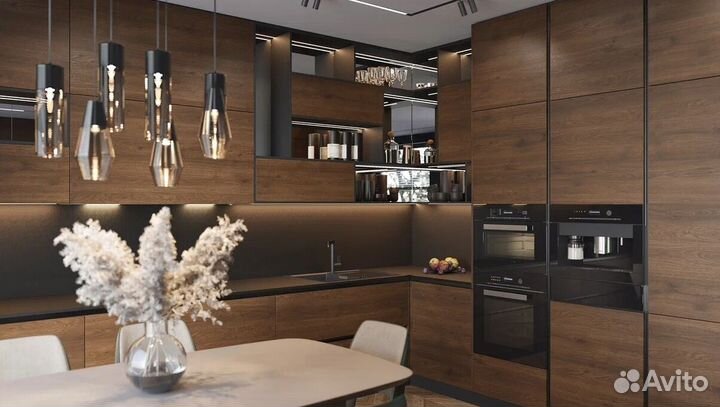 Кухня под потолок стильная