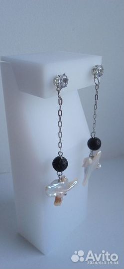 Серьги кресты. Серьги с барочным жемчугом