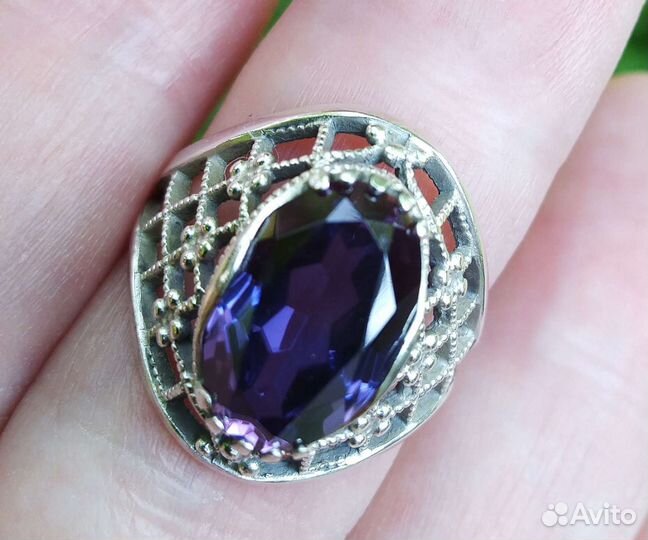 Кольцо аметист серебро зв 875 пр гост СССР