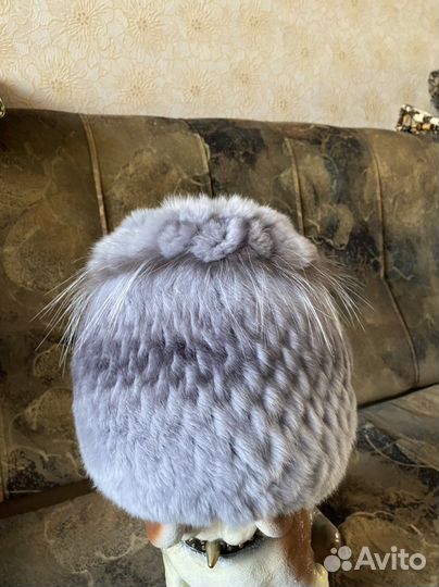 Шапка новая вязаная из кролика «рекс»