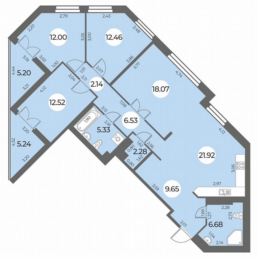 4-к. квартира, 114 м², 16/24 эт.