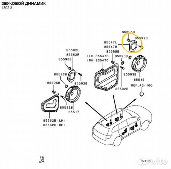 Накладка двери передняя правая Mitsubishi