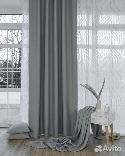 Шторы димаут Амадео холодный серый