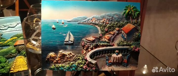Картинки из гипса деревня,морской пейзаж.подарок