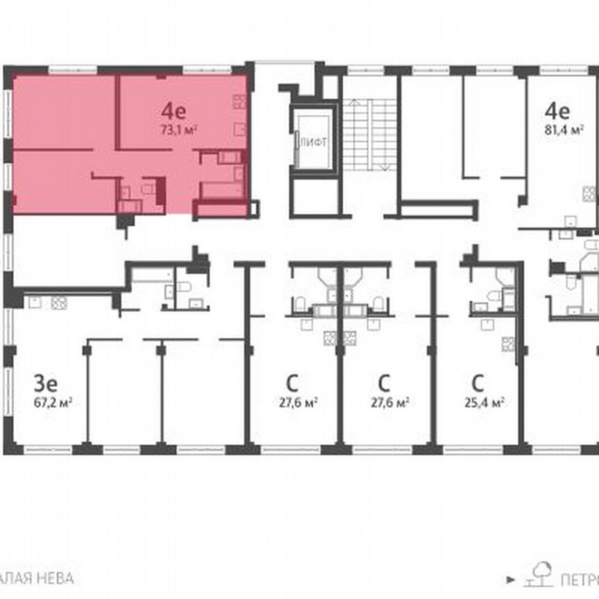 3-к. квартира, 74,8 м², 4/8 эт.