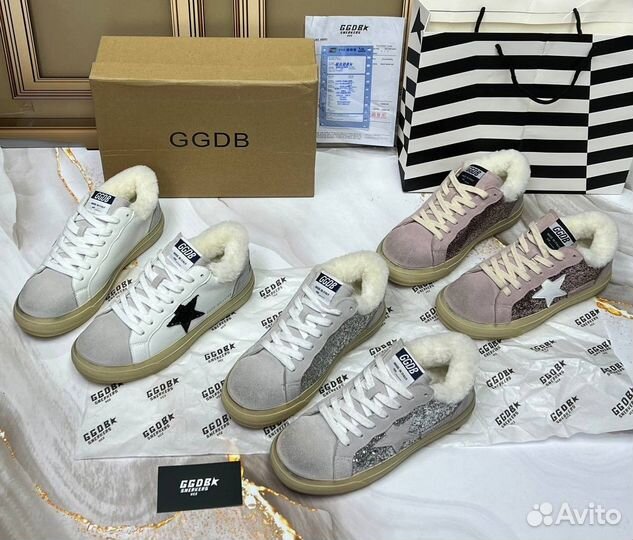 Кроссовки Кеды Golden Goose мех зима Размер 36-40