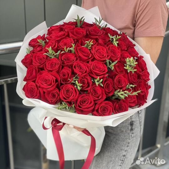 Букет 57 красных роз Цветы Красноярск