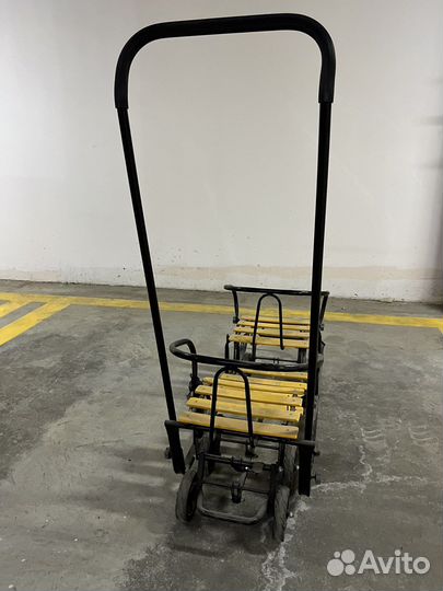 Детские санки на колесах для двоих