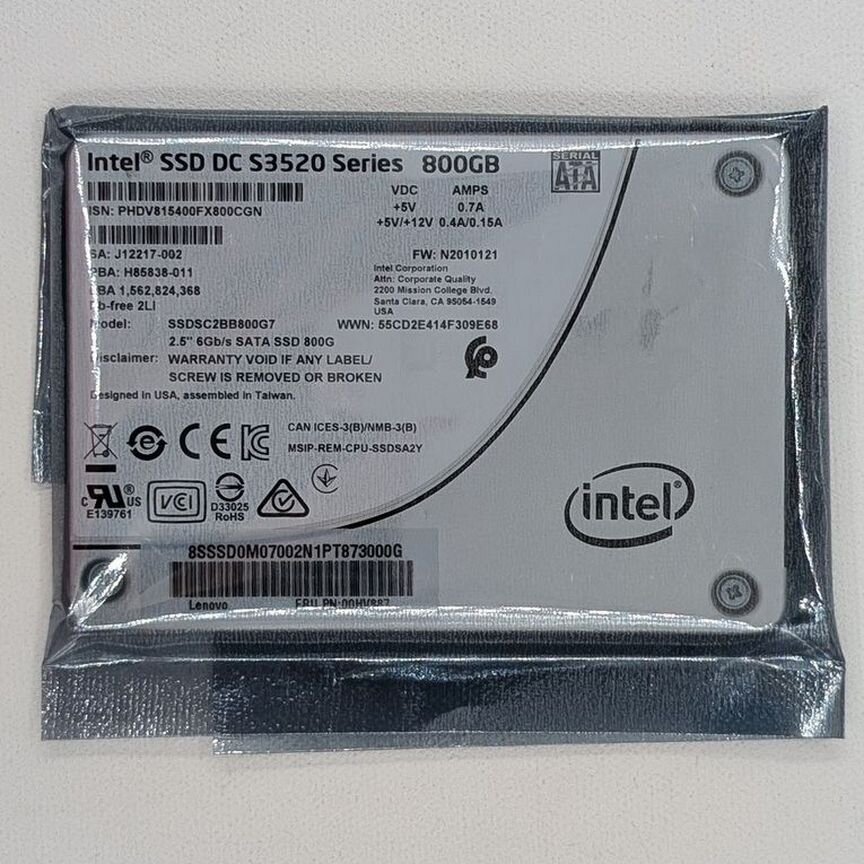 [SSDSC2BB800G7] Ssd Диск 00hv887, Ssd Dc S3520, Int