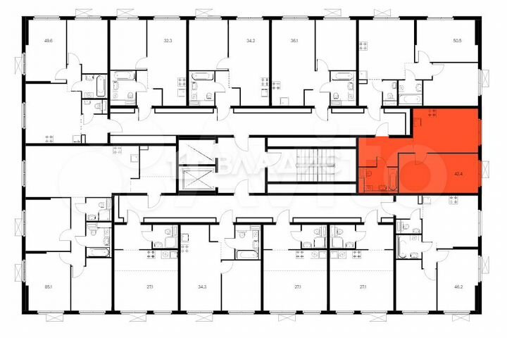 1-к. квартира, 42,4 м², 4/12 эт.