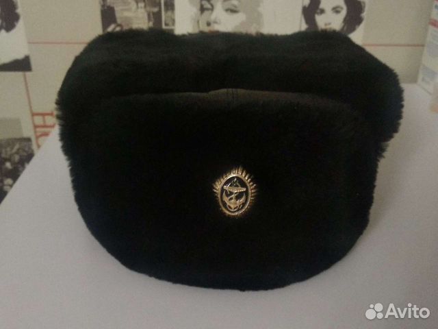 Шапка зимняя офицерская, верх кожа