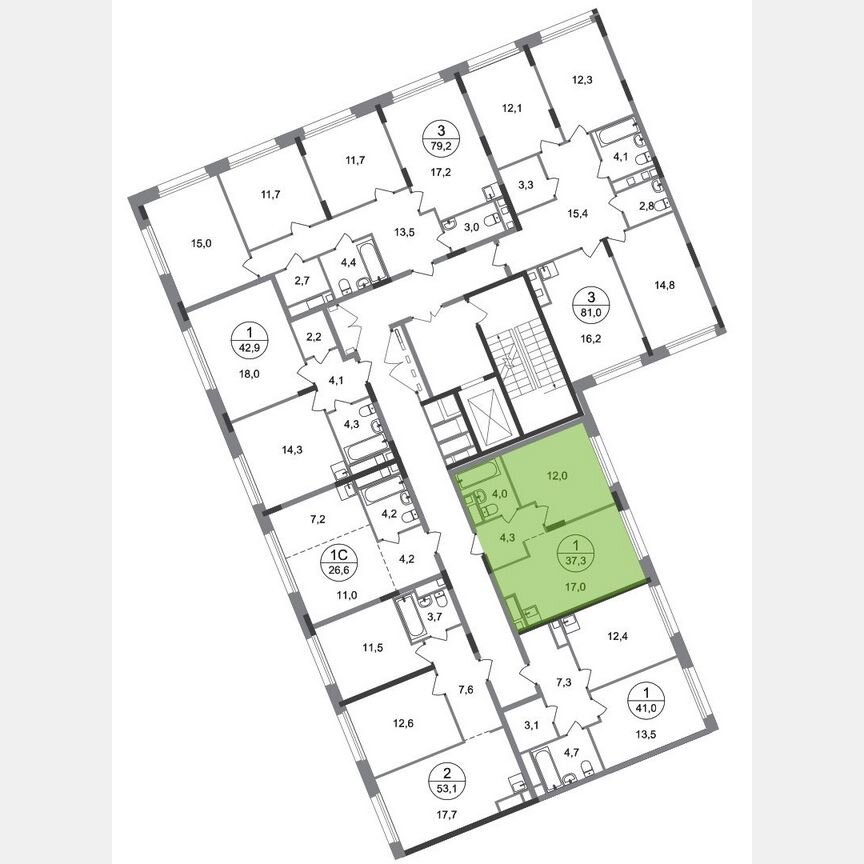 1-к. квартира, 37,3 м², 6/17 эт.