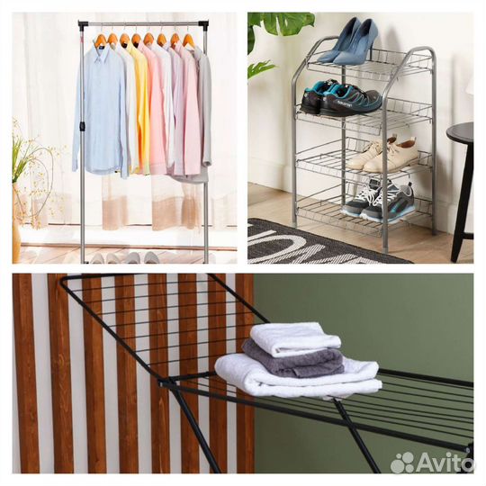 Напольная вешалка сушилка полка обуви белья