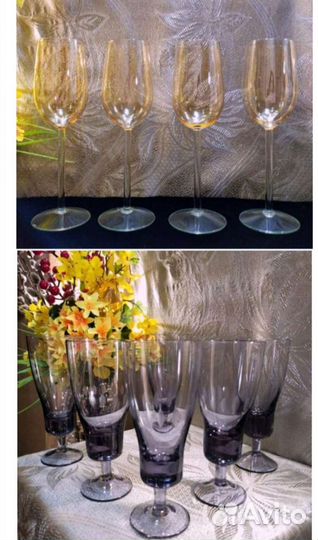 Набор бокалов 6 шт. цветное стекло. СССР. Винтаж