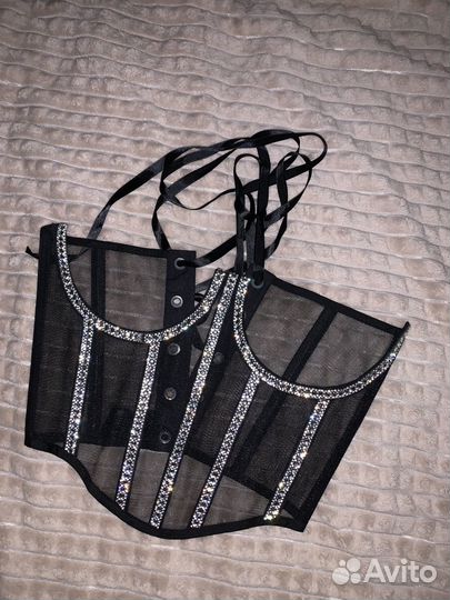 Корсет черный и белый с блестками